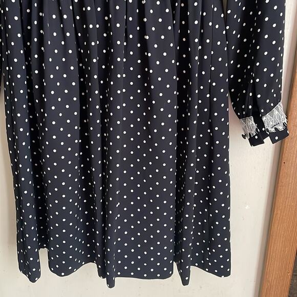 Brooks Brothers Lace-Trimmed Polka-Dot Satin Dress - Picture 12 of 16